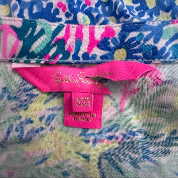 Lilly Pulitzer Ginger Top Floral Green V Neck SZ XXS NWOT - Picture 12 of 13